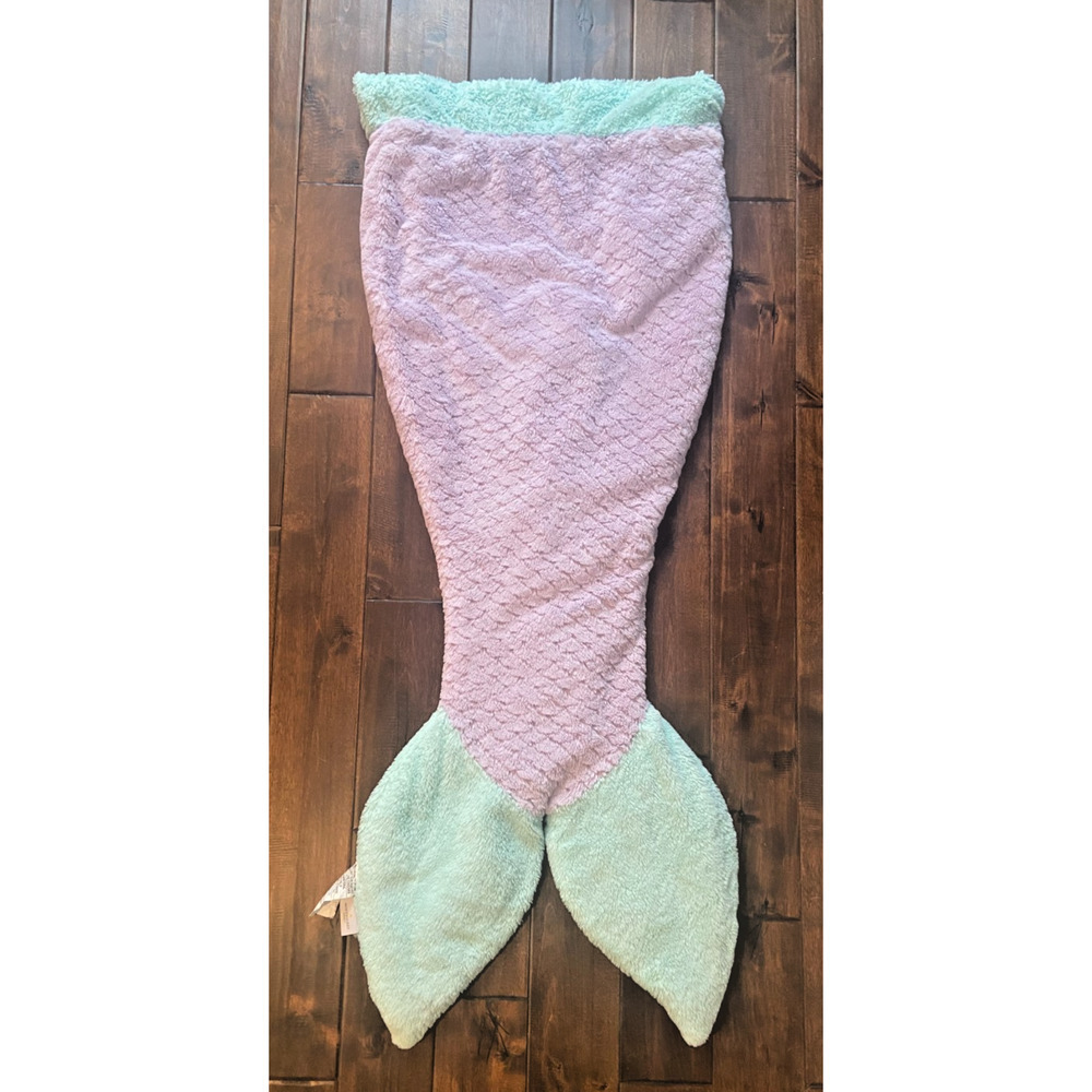 Authentic Kids Plush Mermaid Tail Blanket Purple & Teal, 52.5"L x 20.5"W